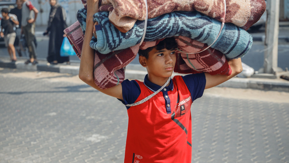 A displaced child in Gaza, October 2023. Photo by UNRWA