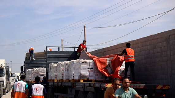 Aid unloaded in the Gaza Strip. Photo by © UNICEF/El Baba
