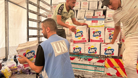 Aid supplies management in a UN facility in Gaza. Photo by UNRWA