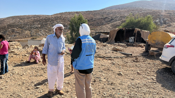 “They prevent us from grazing our sheep.” Mohamad Abu Seif (Abu Khalid), 90, speaks to an OCHA staff about how settlers have intensified their pressures on his community to leave after 7 October.