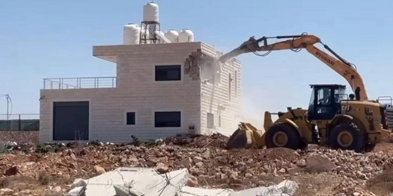 This two-storey residential building is one of 12 structures demolished by Israeli authorities in Area C of Al Judeira village, in Jerusalem governorate, citing the lack of Israeli-issued building permits, which are almost impossible for Palestinians to obtain. Photo by the community