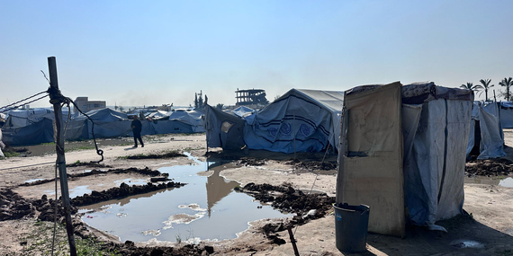Displacement sites flood in southern Gaza following rainstorms. Photo by OCHA