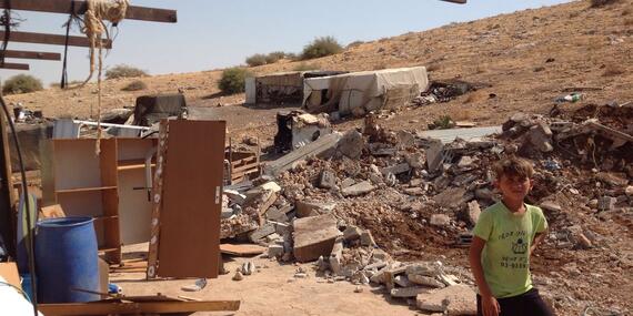 Children in Ras al Tin two weeks after Israeli forces seized their homes. Photo by Life with Dignity