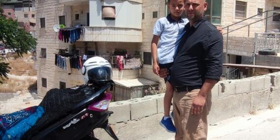 Residents of the building in Wadi Qaddum, 3 June 2022. Photo by OCHA