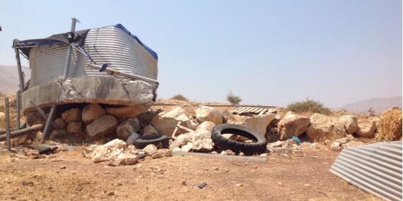 Agricultural reservoir demolished by the Israeli authorities in Furush Beit Dajan (Nablus), 15 July 2021. Photo by OCHA.