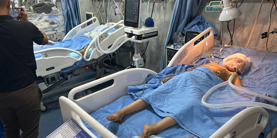 A child receives treatment at Kamal Adwan Hospital’s Intensive Care Unit in North Gaza. Photo by OCHA