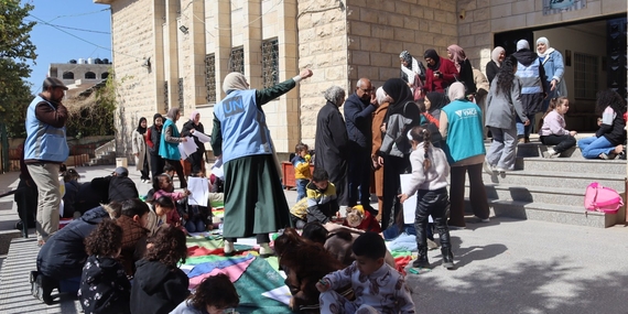أنشطة تم تنظيمها للأطفال النازحين في جنين. تصوير وكالة الأونروا