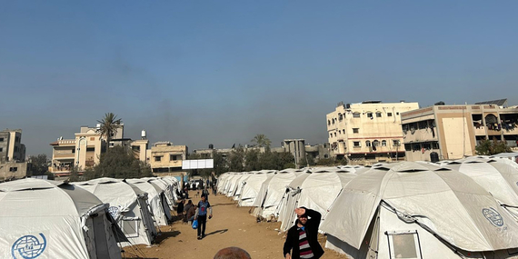 One of the makeshifts sites established in Gaza city in December 2024 to accommodate displaced families from North Gaza. Photo: OCHA