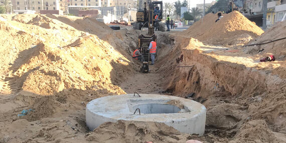 The rehabilitation of water and sewage networks in Beit Lahia, the Gaza Strip. Photo by Palestinian Environment Friends/2021