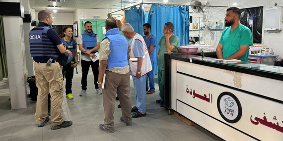 A UN mission to Al Awda Hospital in North Gaza. Photo by OCHA