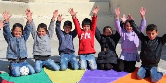 Children enjoying their time during a Psychological First Aid activity through a critical thinking game in Susiya. Photo by Jumana Rishmawi ©World Vision 2018