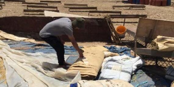 Demolition of three structures in Khirbet ar Ras al Ahmar in the Jordan Valley on 30 May. Photo by OCHA.