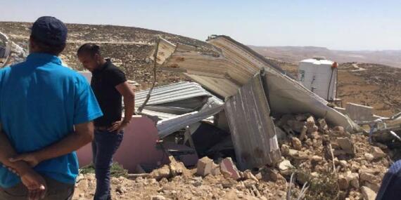 Donor funded residential structure demolished in Khallet Athaba’ (Hebron), 11 September 2019.