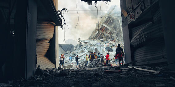 Destruction in Gaza following Israeli strike May 2021 © Photo by Mohammad Libed