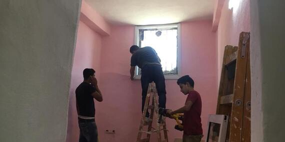 Rehabilitation works at the Khatib family home in Hebron. Photo: GVC