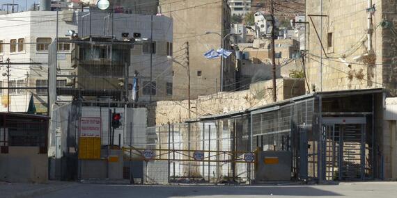 Fortified checkpoint in Hebron city