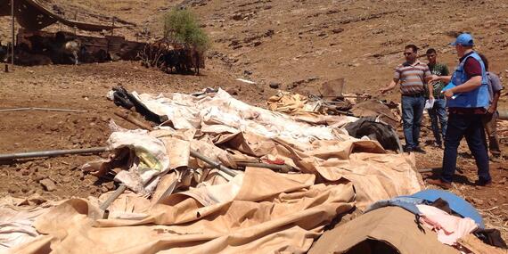 Needs assessment ongoing following a demolition in the Khirbet ar Ras al Ahmar community in the Northern Jordan Valley, 30 July, 2019.