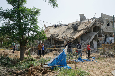 Al Basher family's home destroyed after being targeted by Israel, leaving 15 people homeless. Source: OCHA, 11 May 2023