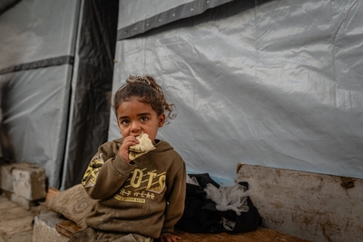 A girl in Gaza, where one in every five households still eats just one meal every day. Photo by WFP
