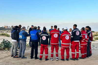 UN and PRCS teams preparing for the evacuation of babies from Al Shifa Hospital. November 2023. Photo:OCHA