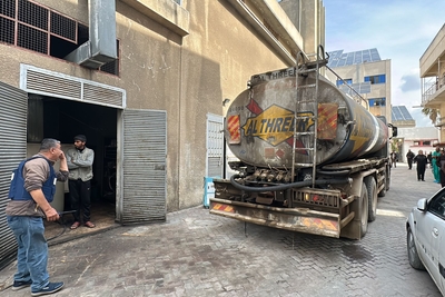 The delivery of fuel to hospitals in northern Gaza. Photo by the World Health Organization