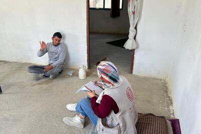 Fadi Obiyat, whose home now has weatherproofing, water, latrines, and privacy partitions thanks to a project funded by the oPt HF. Fadi is Khalaf's brother. Photo by Ma'an