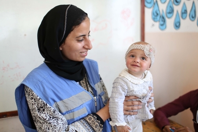Supported by UNRWA medical staff in Gaza, nine-month-old Jamila survived pneumonia. Humanitarian support is provided despite immense challenges, including limited access, supplies, equipment and safety. Photo by UNRWA