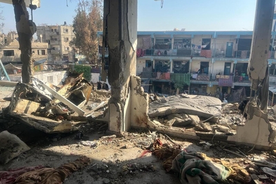 בית ספר שניזוק קשות בעזה. צילום: אונר"א