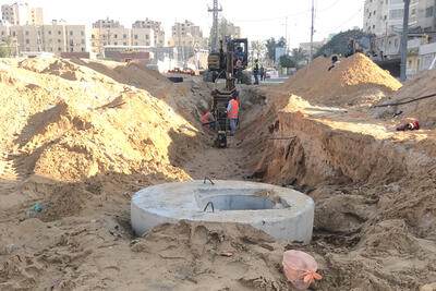 The rehabilitation of water and sewage networks in Beit Lahia, the Gaza Strip. Photo by Palestinian Environment Friends/2021