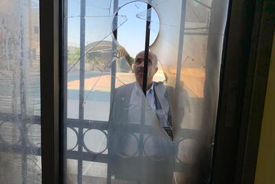 Shattered window in 'Urif school following a settler attack. Photo by OCHA, 2023