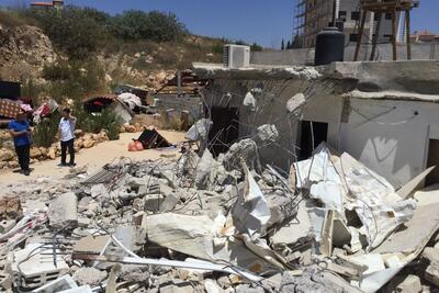 Demolition of an extension of a house in Beit Hanina, East Jerusalem, on 26 June. Photo by OCHA.