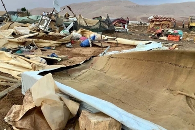 Mass-demolition in Humsa Al Bqai’a (Tubas) on 3 November, 2020. Photo by OCHA