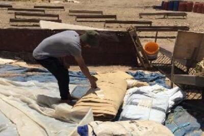 Demolition of three structures in Khirbet ar Ras al Ahmar in the Jordan Valley on 30 May. Photo by OCHA.