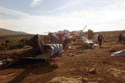 Home in the herding community of Al Hadidiya demolished due to lack of building permits, 26 November 2015. Photo by OCHA.