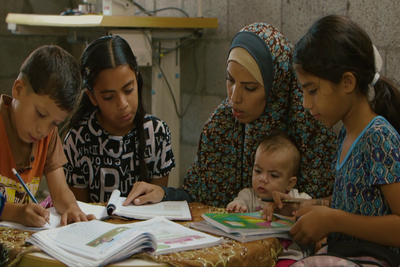 Sahar and her children. Al Bureij Camp, Gaza (October 2018). ©  Photo by UNFPA