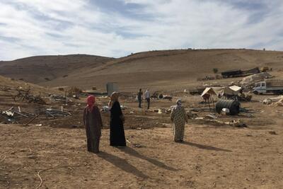 Women in Tell el Himma 15 days after demolition took place. Photo by OCHA